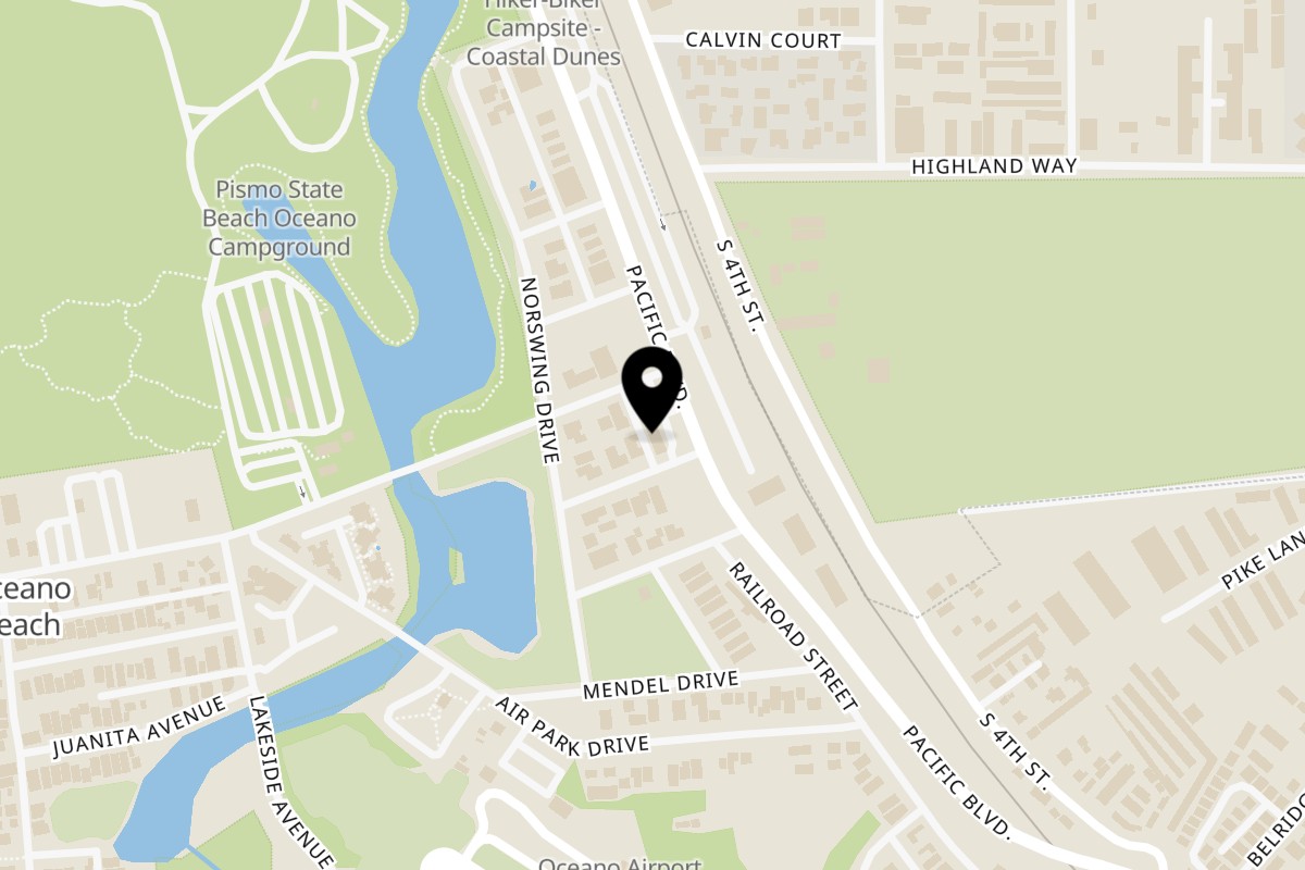 Map showing the location of La Chingada on 1262 Pacific Blvd in Oceano